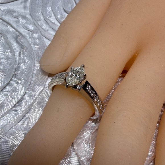 Marquis Natural Diamond Engagement Ring - Picture 4 of 12